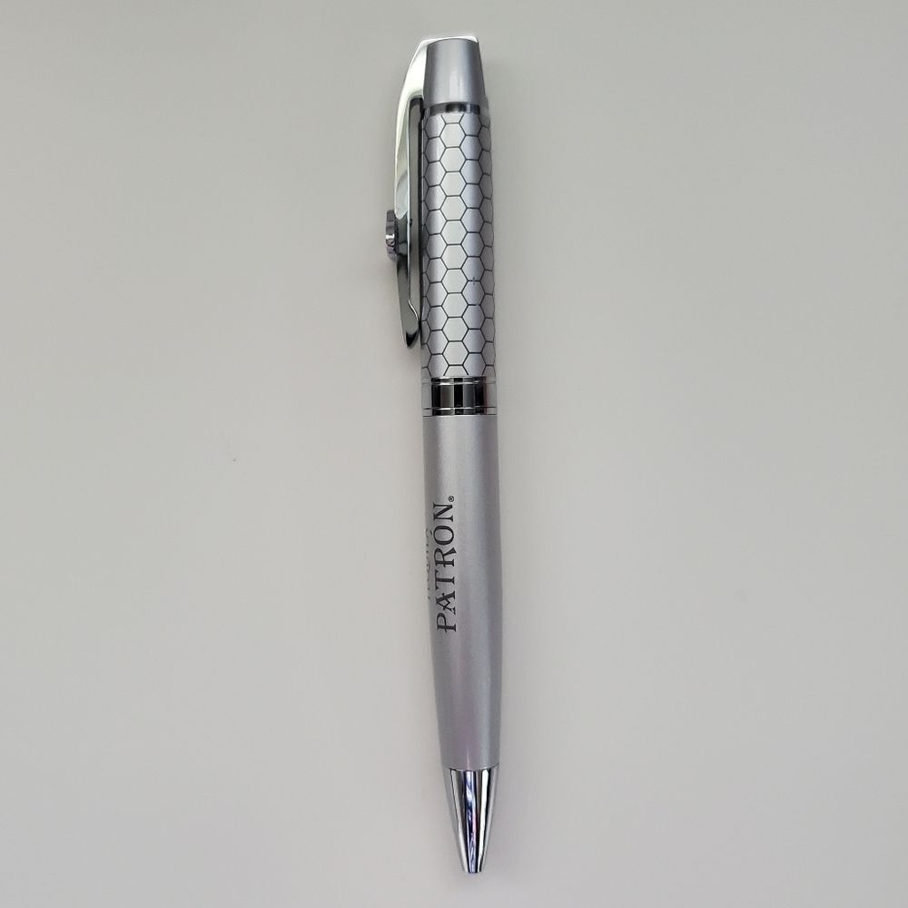 New Tequila Patron Silver Bee Honeycomb Pen Heavyweight Clip Twist Open Close